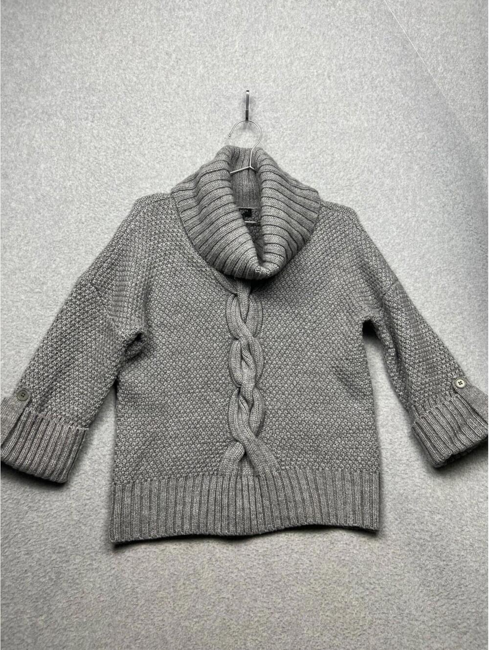 Talbots Wool Alpaca Chunky Cable Knit Sweater Womens Petite S Turtleneck